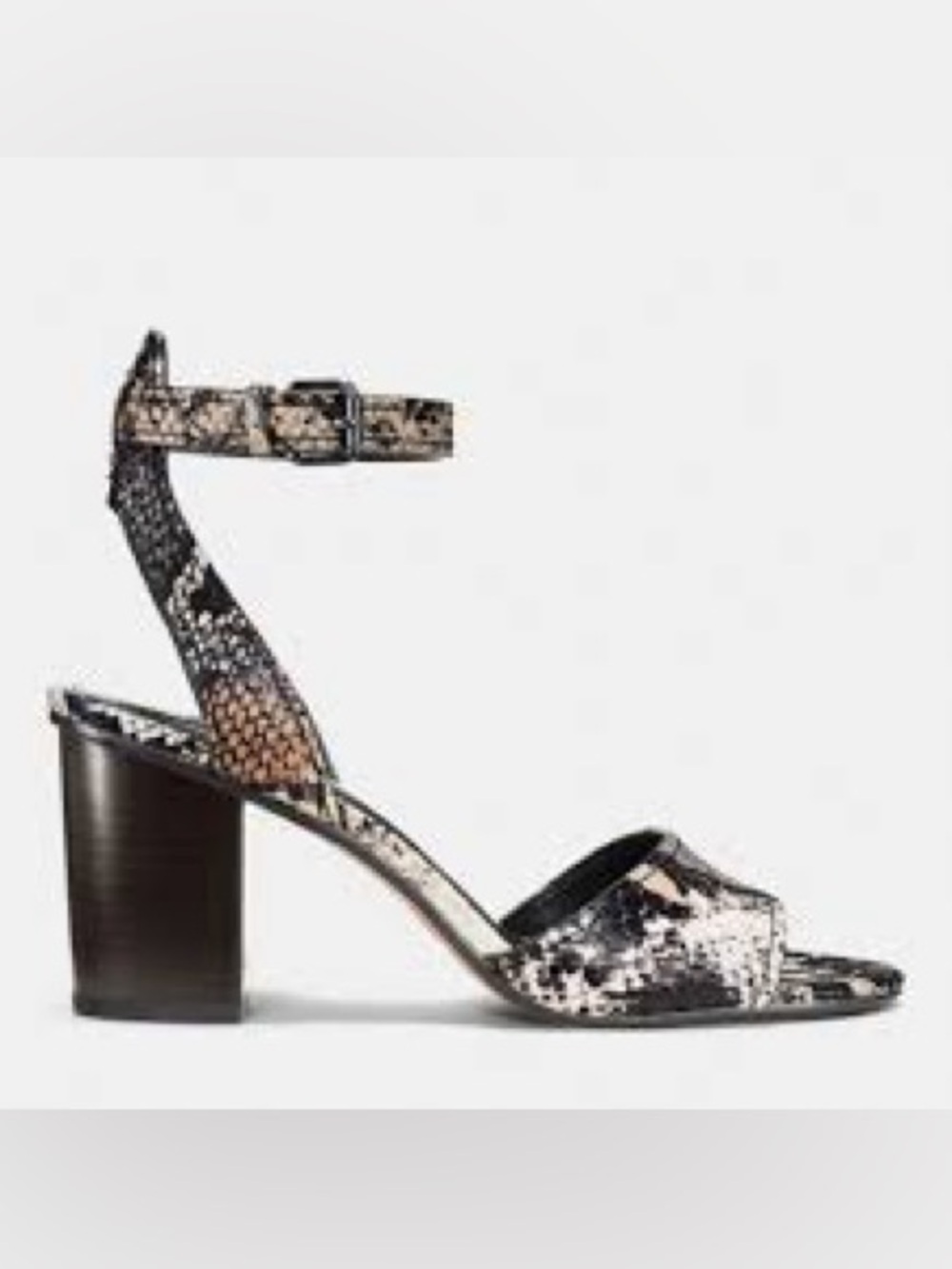 Coach Pipher Python/Anaconda Size 7 Wooden Block Heel with Ankle Clasp